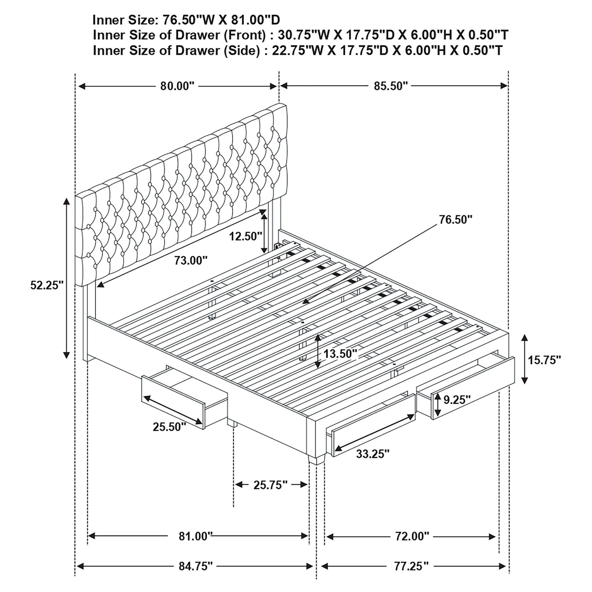 Soledad E King Bed - Grey