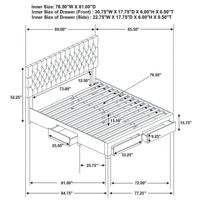 Soledad E King Bed - Grey