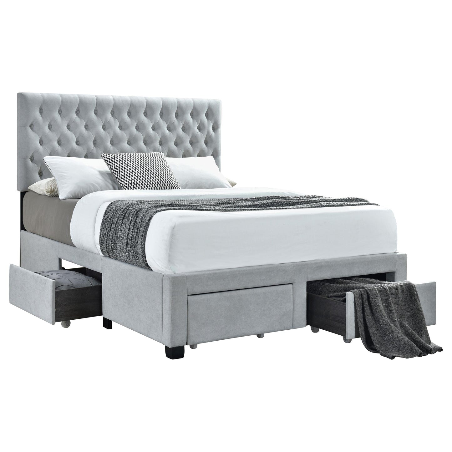 Soledad E King Bed - Light Grey