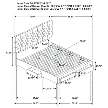 Soledad E King Bed - Light Grey