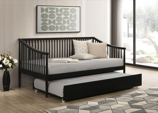 Delgado Twin Daybed W/ Trundle in Black - Coaster Furniture