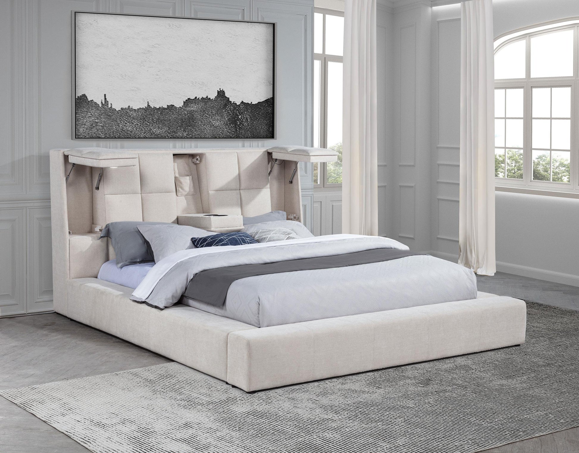 Dreux E King Bed - Cream