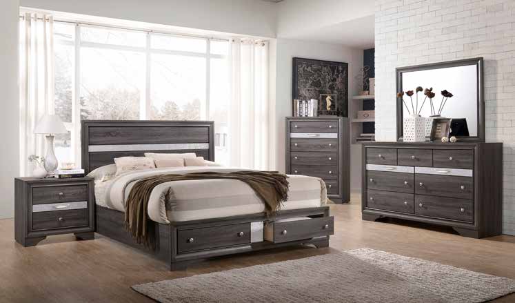 B3704 80” Grey Bedroom Set 64”
