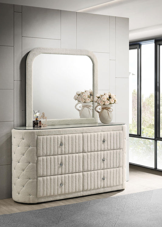 Sonya Dresser With Mirror in Ivory - Coaster Furniture