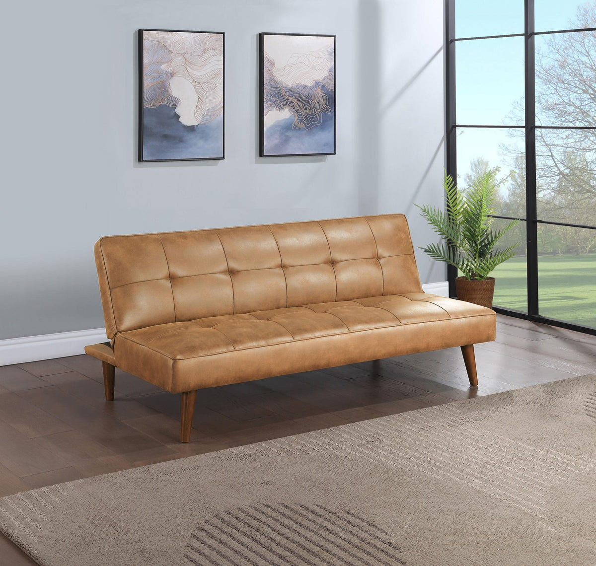 Jenson Sofa Bed in Saddle Brown - Coaster Furniture