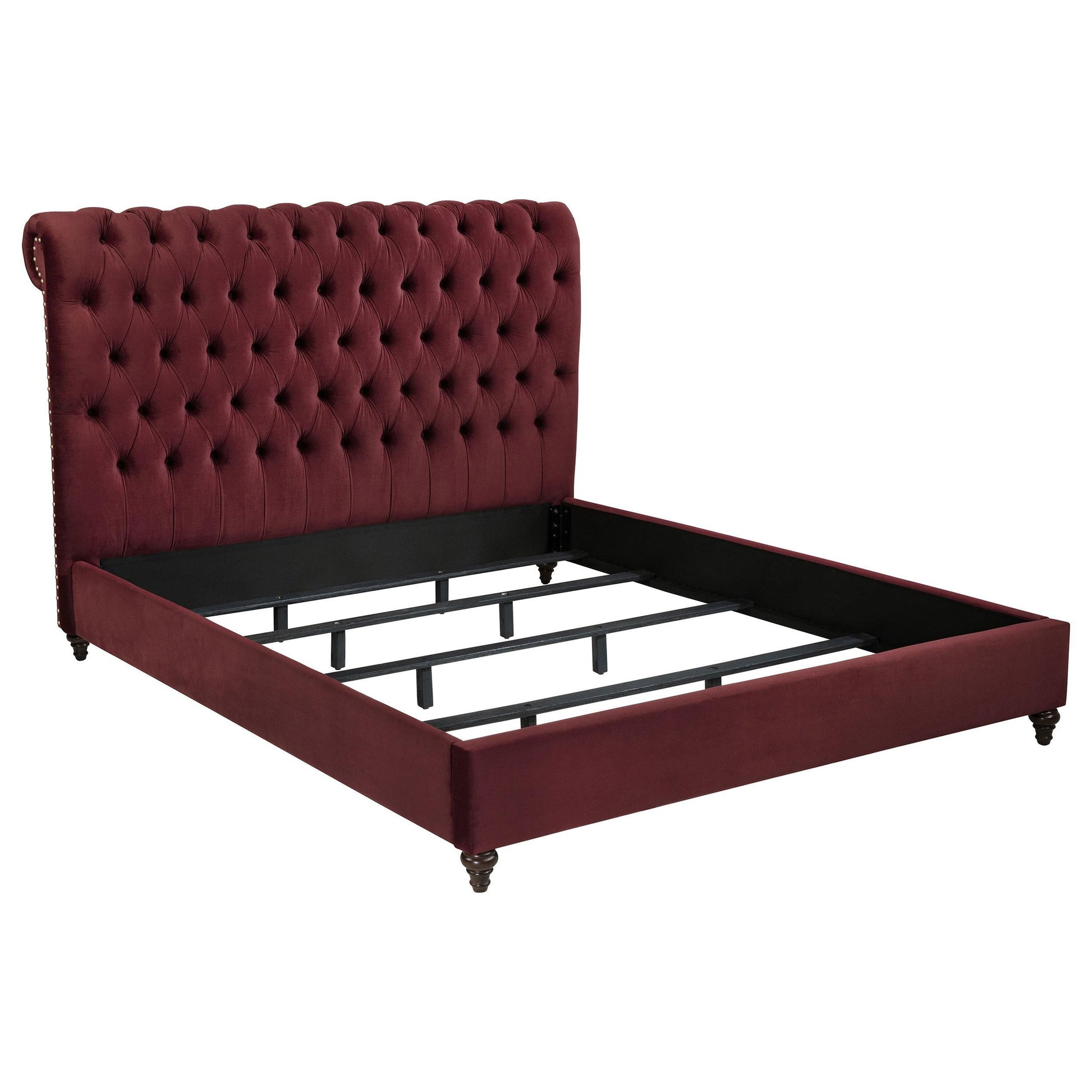 Devon E King Bed - Wine Red