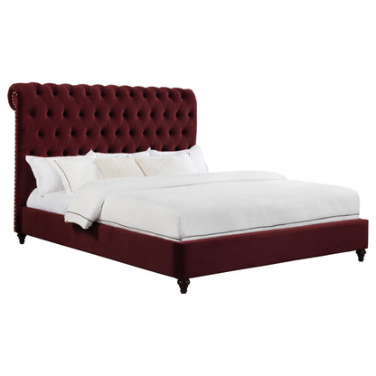 Devon E King Bed - Wine Red