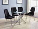 D6070 Velvet Dining Set – Glass Table (Chrome Base) - Black
