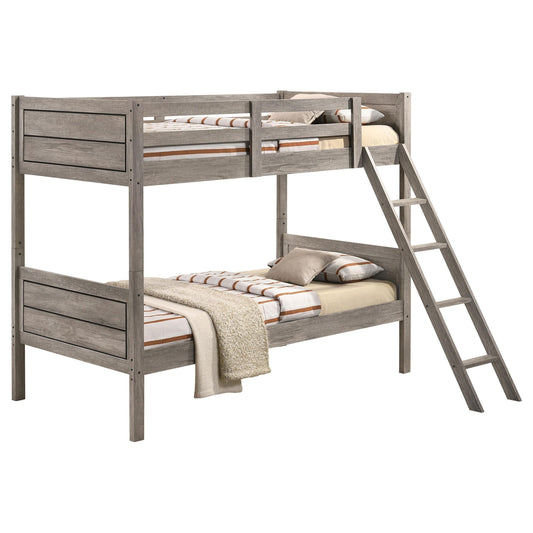 Ryder T/T Bunk Bed in Weathered Taupe - Coaster Furniture