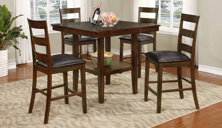 D117 Walnut Brown Finish Counter Height Dining Set