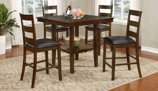 D117 Walnut Brown Finish Counter Height Dining Set