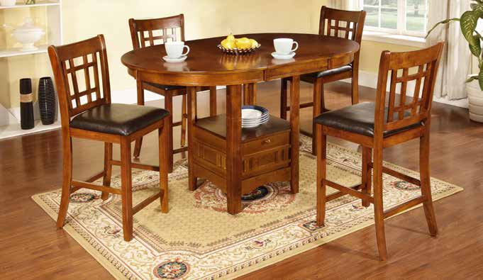 D121 Oak Finish Counter Height Dining Set