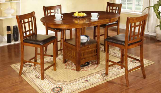 D121 Oak Finish Counter Height Dining Set