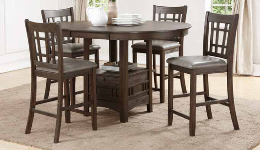 D122 Washed Grey Oak Counter Height Table Dining Set