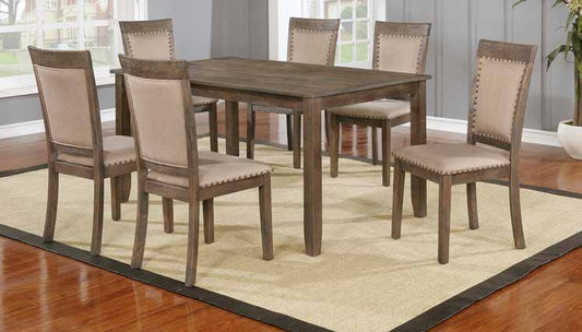 D258-7 Brown Grey Wire Brushed Finish Dining Set Dining Set