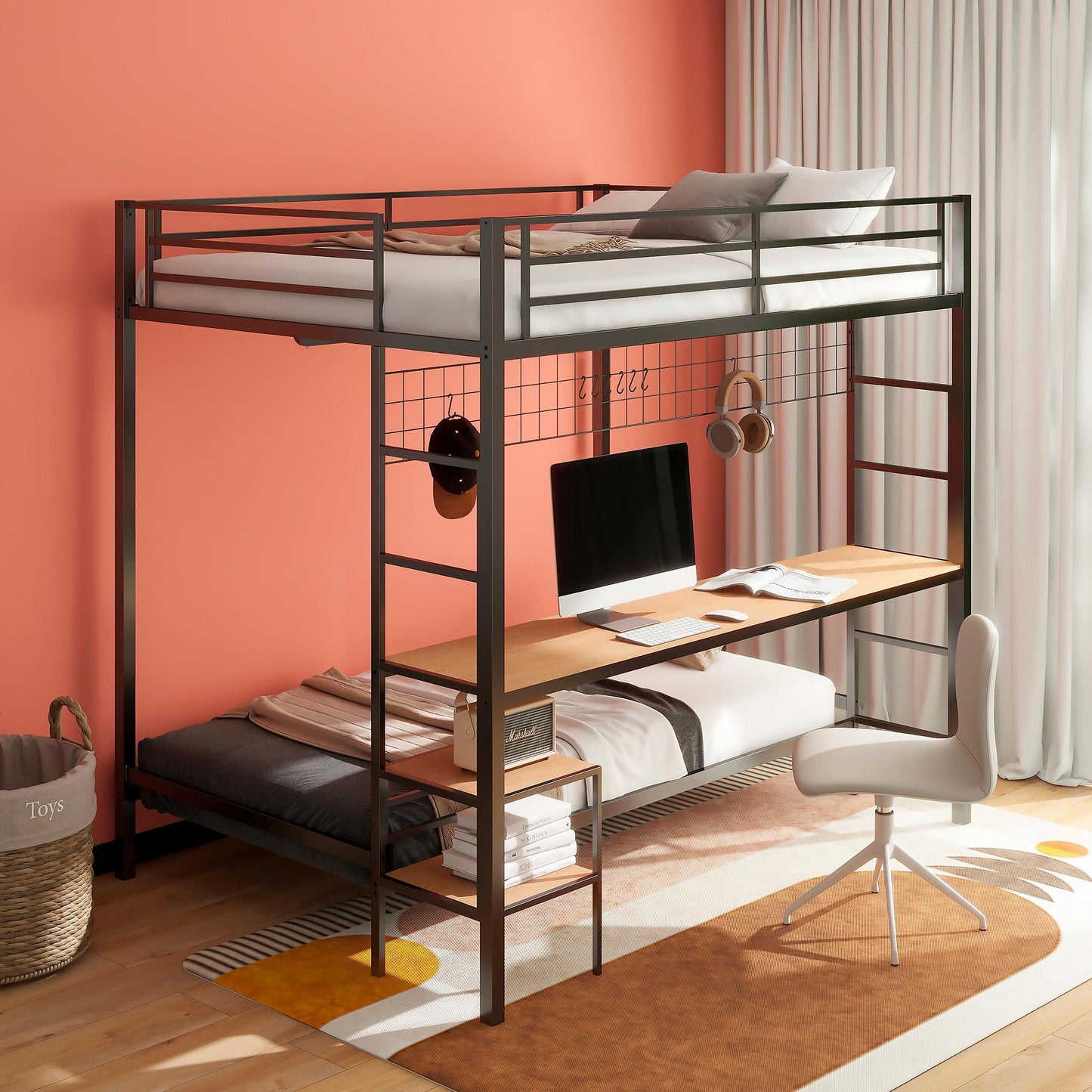 Bettoni F/T Workstation Bunk Bed - Matte Black