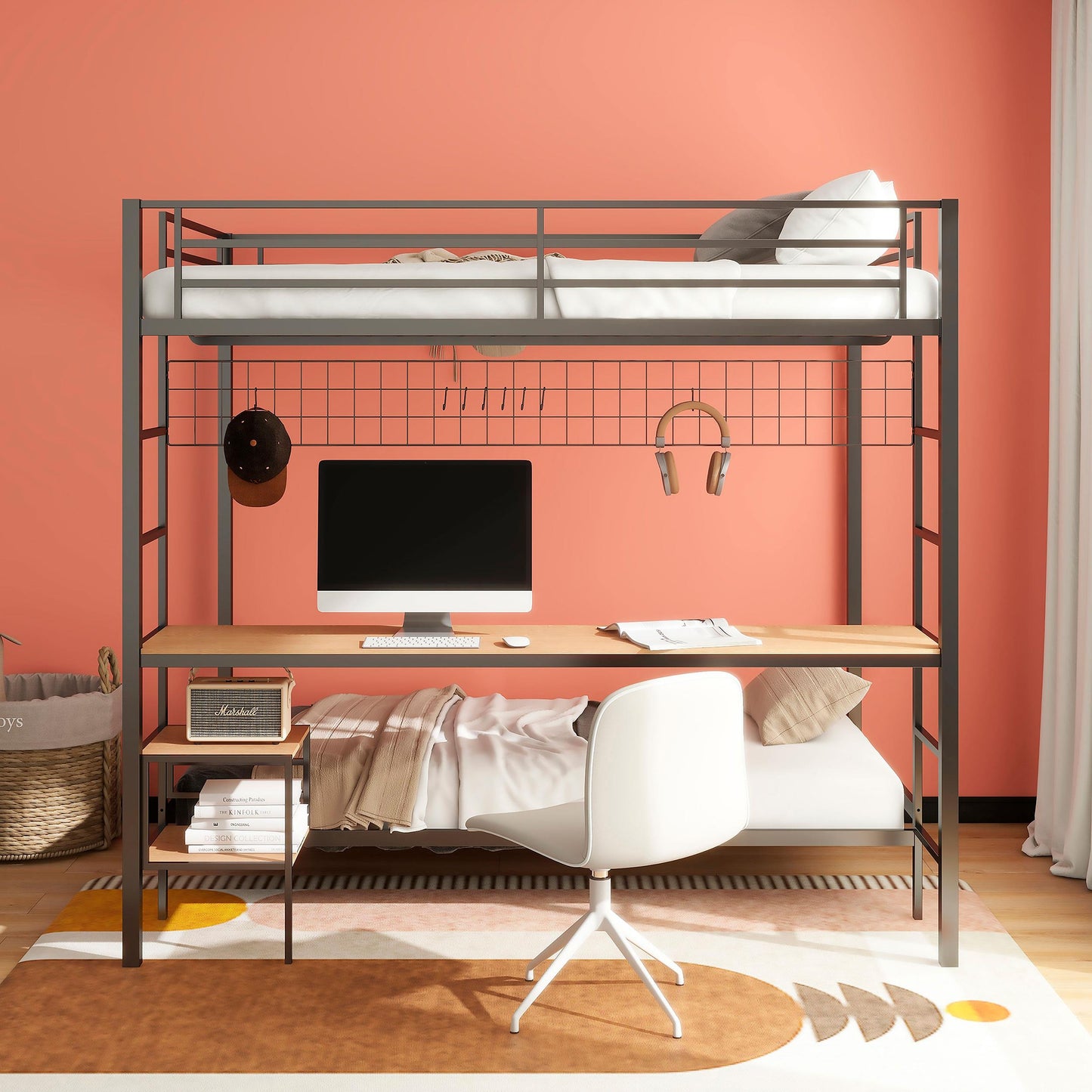 Bettoni F/T Workstation Bunk Bed - Matte Black
