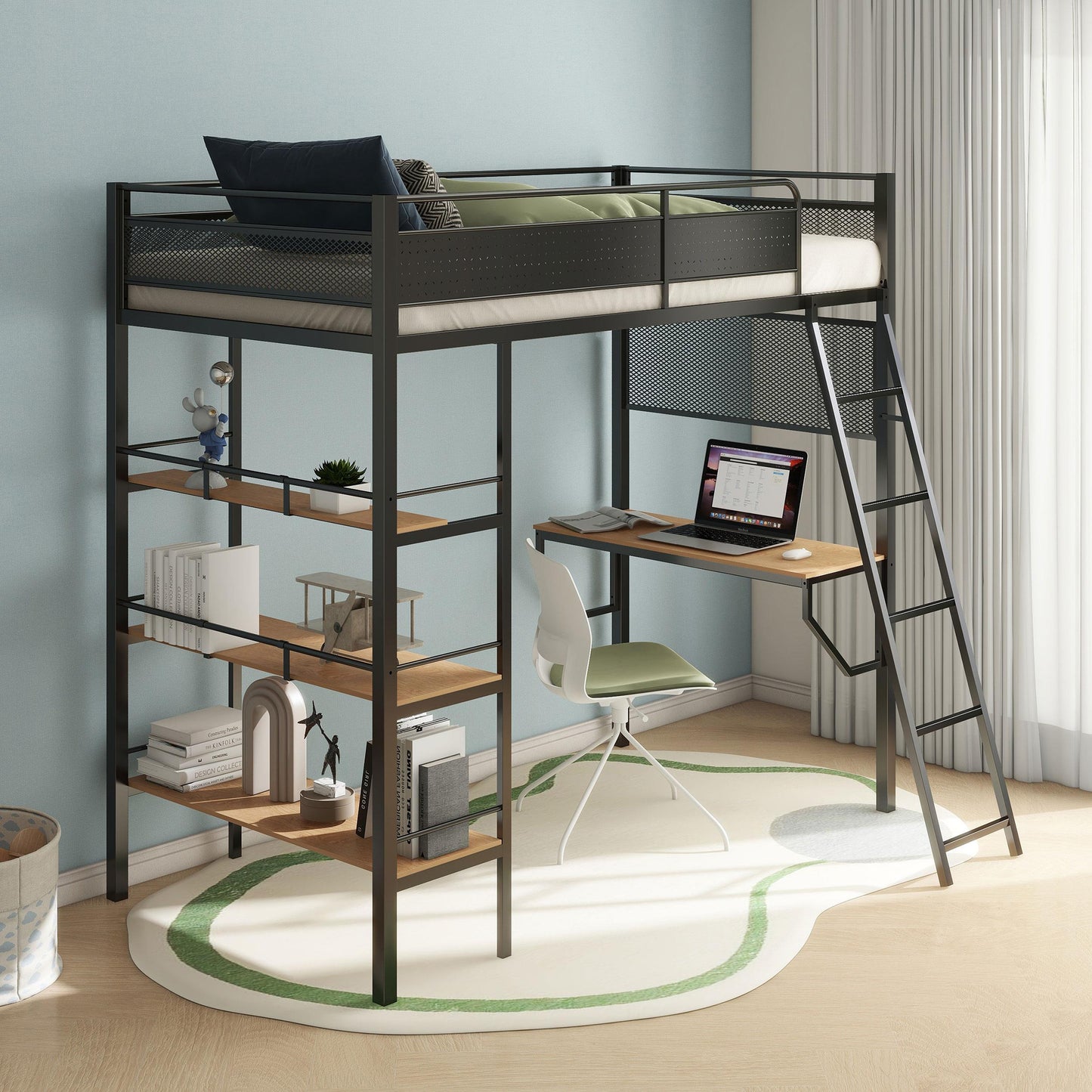Campus Twin Workstation Loft Bed - Matte Black