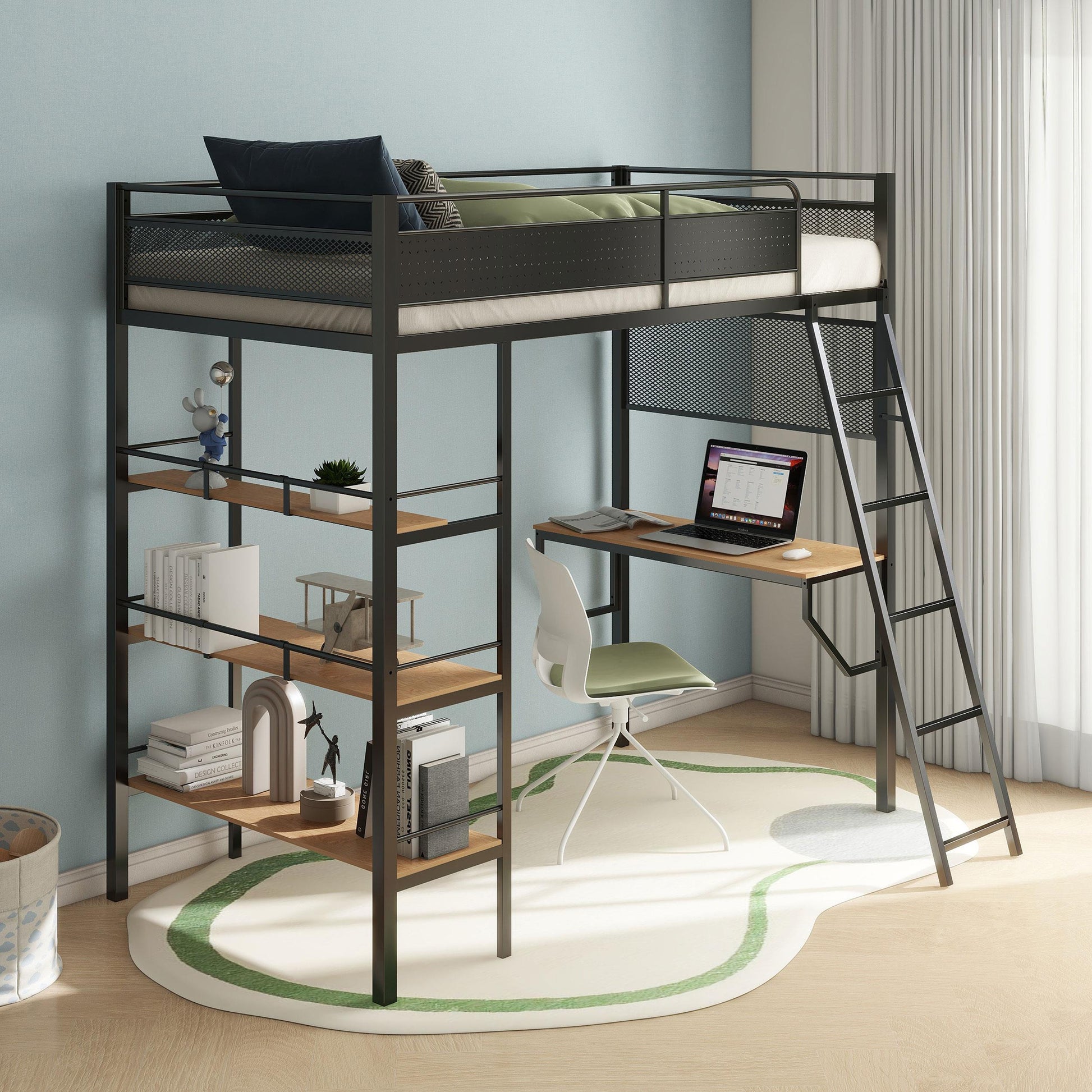 Campus Twin Workstation Loft Bed - Matte Black