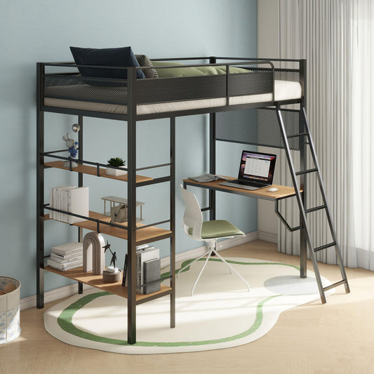 Campus Twin Workstation Loft Bed - Matte Black