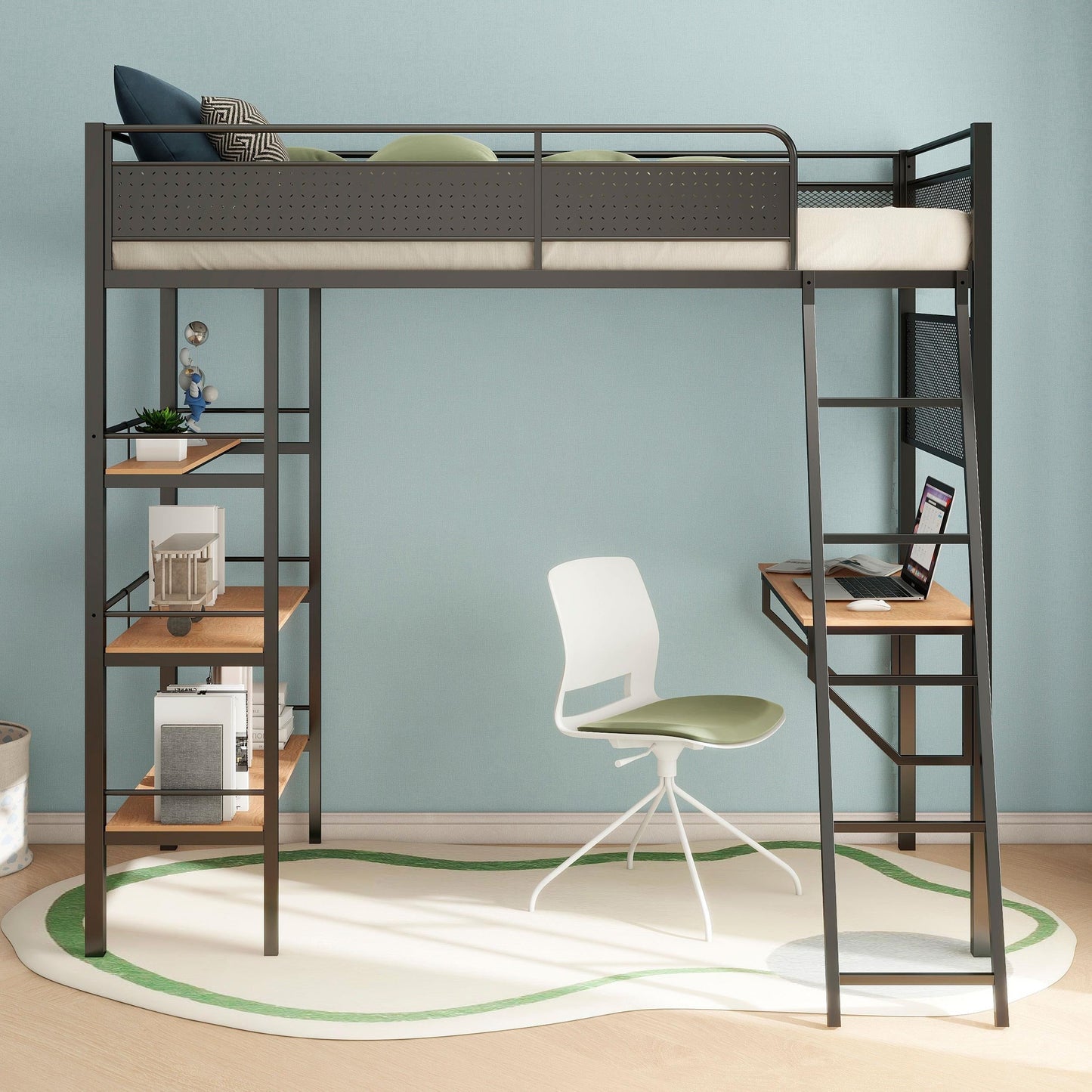 Campus Twin Workstation Loft Bed - Matte Black