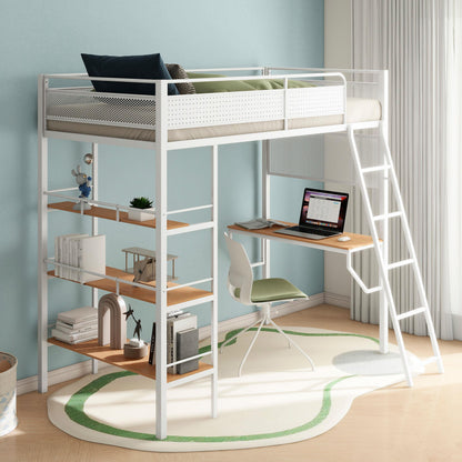Campus Twin Workstation Loft Bed - Matte White