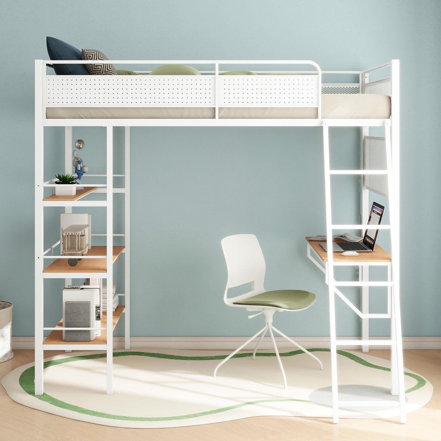 Campus Twin Workstation Loft Bed - Matte White