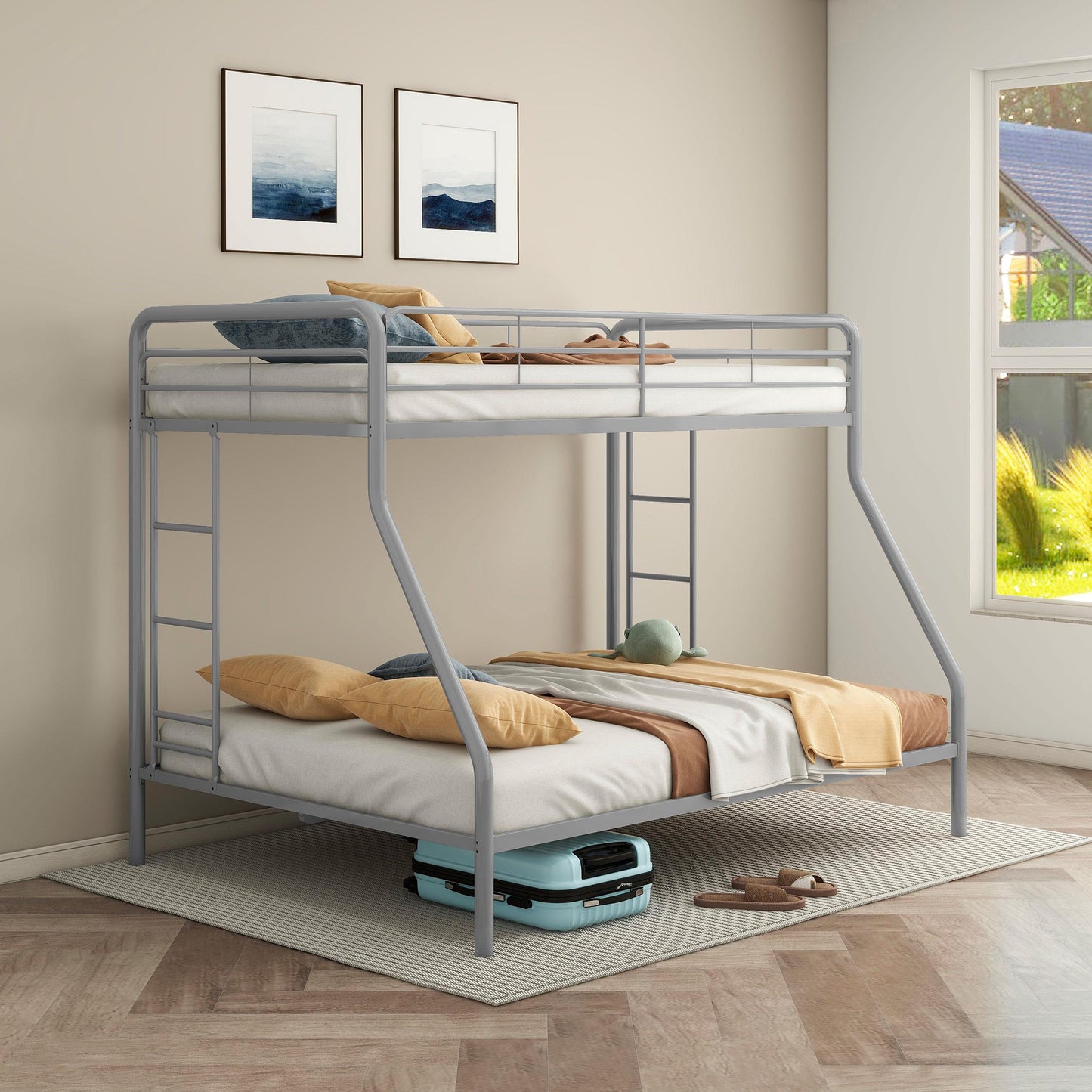 Carson T/F Bunk Bed - Glossy Silver