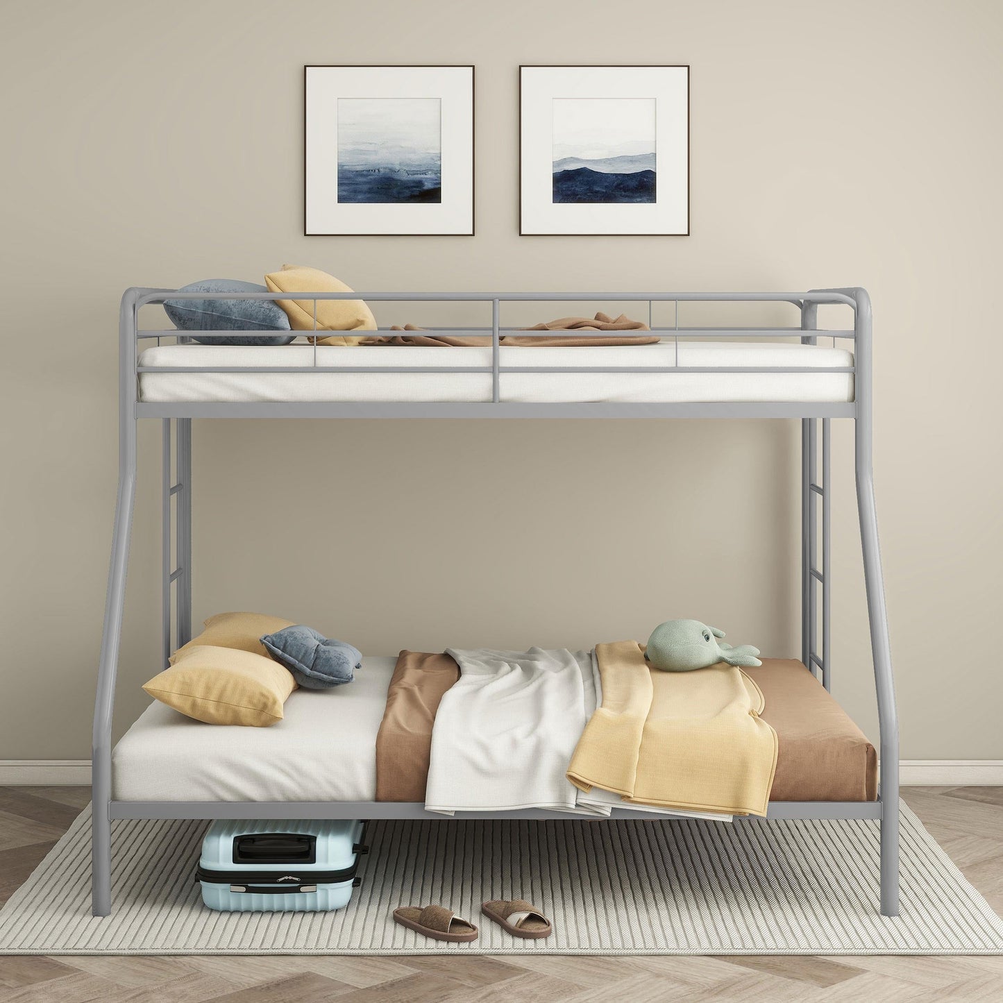 Carson T/F Bunk Bed - Glossy Silver