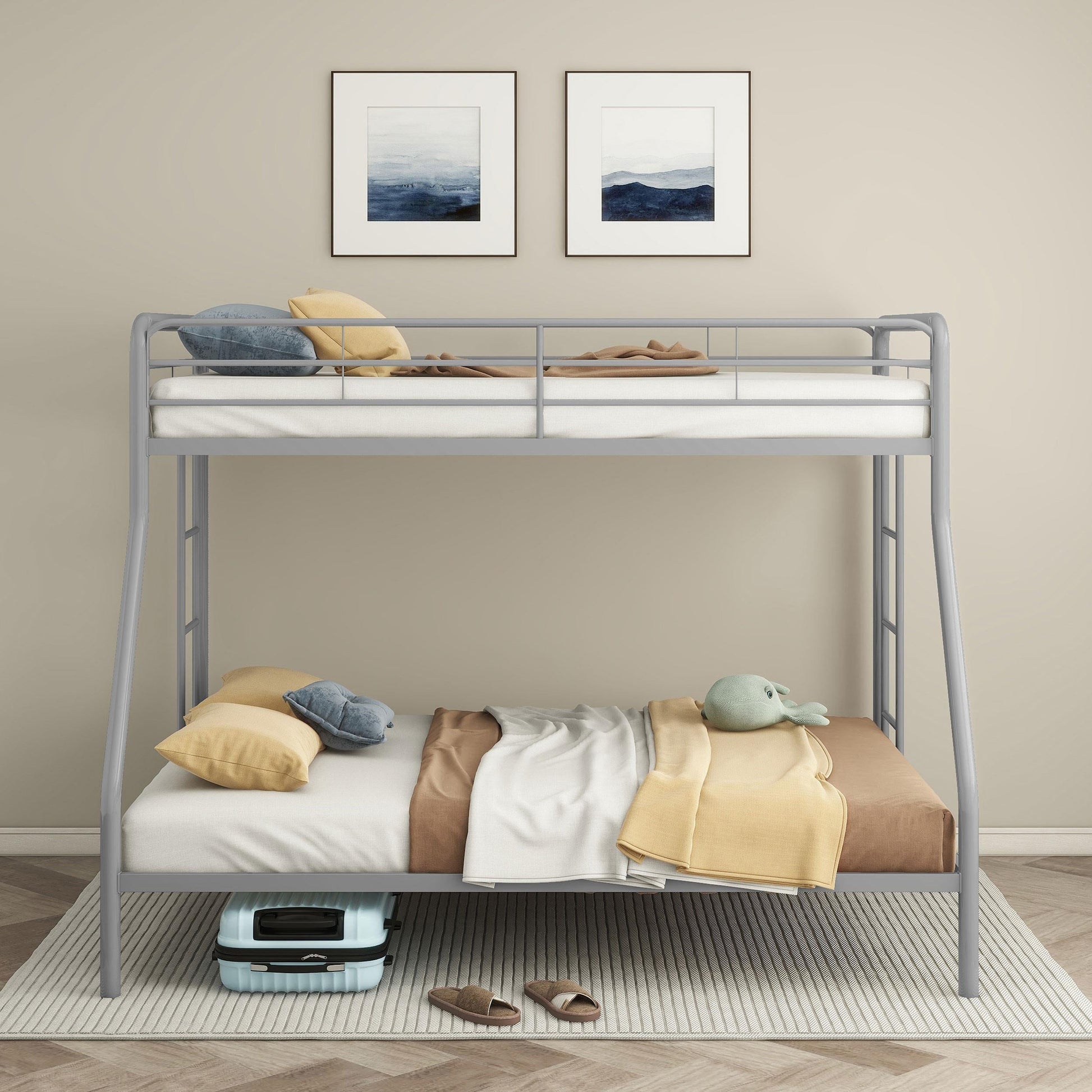 Carson T/F Bunk Bed - Glossy Silver
