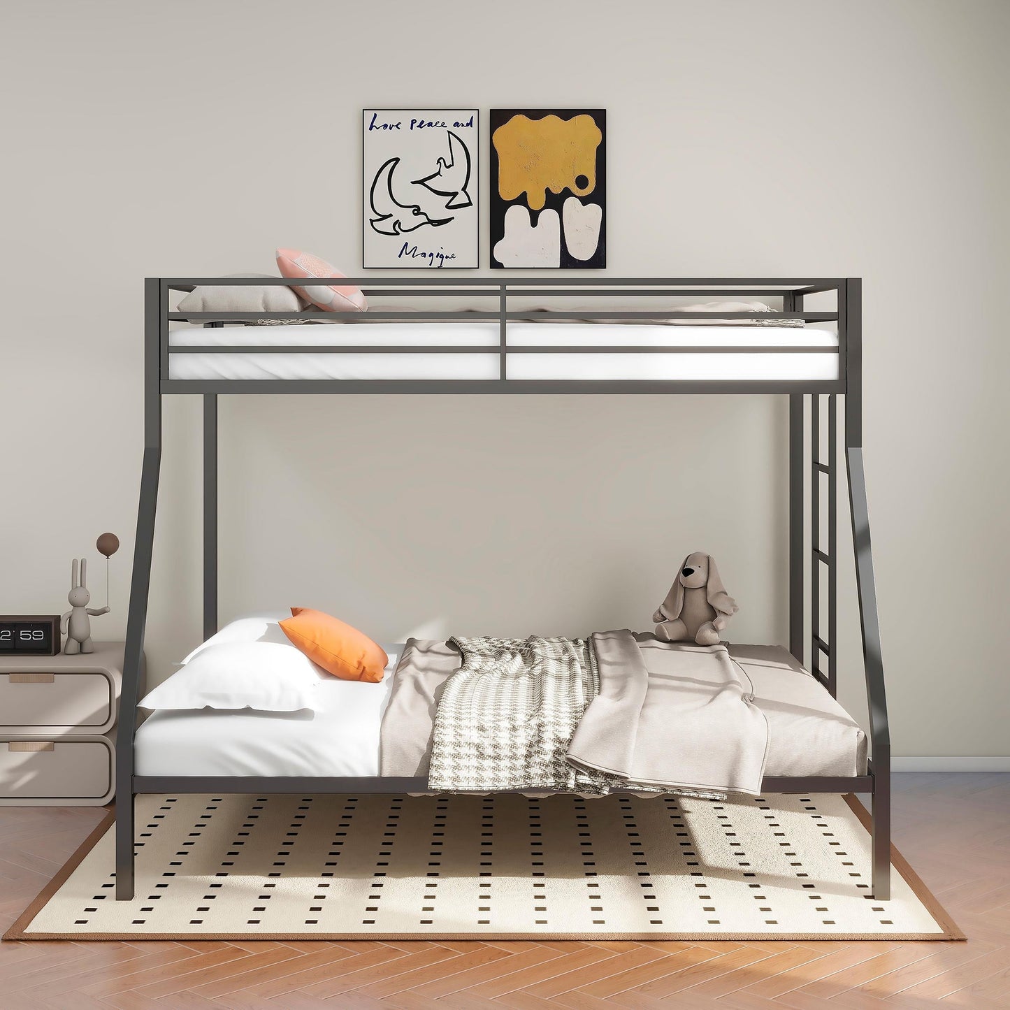 Alevera T/F Bunk Bed - Matte Black