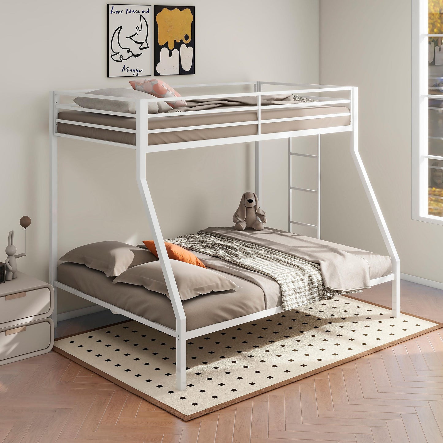 Alevera T/F Bunk Bed - Matte White