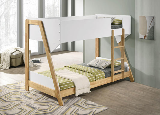 Wyatt Twin Twin Bunk Bed in White / Natural - Coaster Furniture