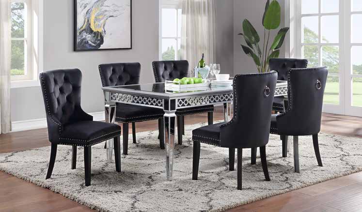 D688 Silver Finish Mirror Table Dining Set