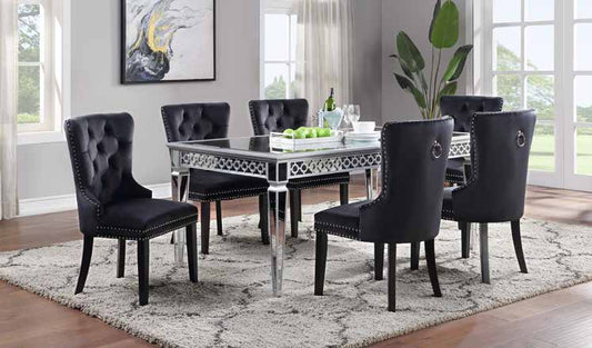 D688 Silver Finish Mirror Table Dining Set