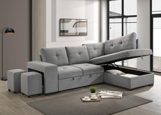 Roanne Sleeper Sectional in Grey - Coaster Furniture