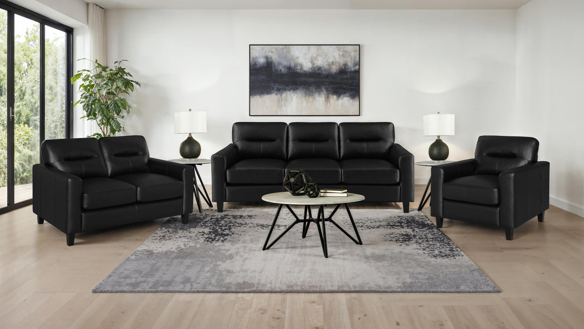 Scotland Stationary Sofa Set in Black - Coaster Furniture
