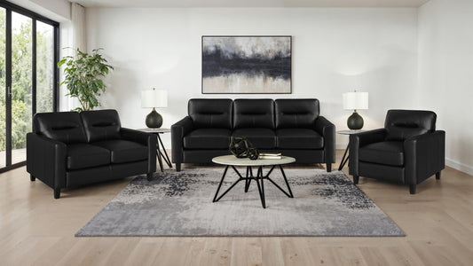 Scotland Stationary Sofa Set in Black - Coaster Furniture