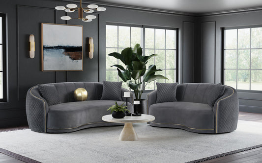 Brookside Stationary Sofa Set in Dark Grey - Coaster Furniture