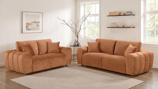 Burnett Stationary Sofa Set in Burnt Orange - Coaster Furniture