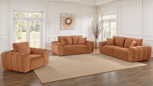 Burnett Stationary Sofa Set in Burnt Orange - Coaster Furniture