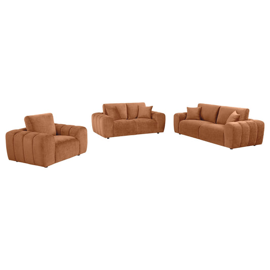 Burnett Stationary Sofa Set in Burnt Orange - Coaster Furniture