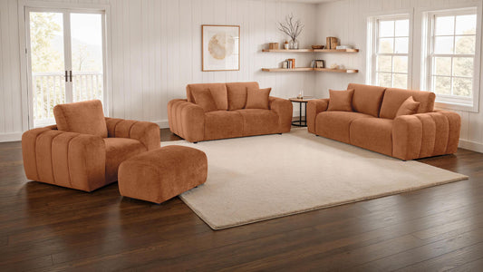 Burnett Stationary Sofa Set in Burnt Orange - Coaster Furniture