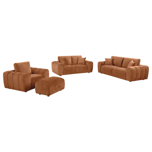 Burnett Stationary Sofa Set in Burnt Orange - Coaster Furniture