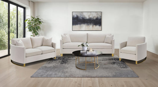 Corliss Stationary Sofa Set in Beige - Coaster Furniture