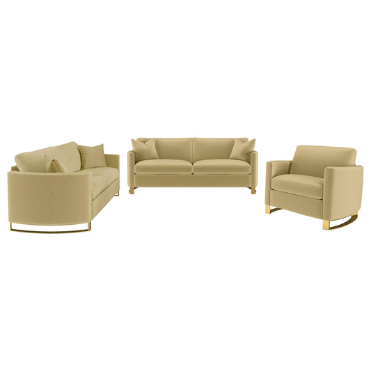 Corliss Stationary Sofa Set in Beige - Coaster Furniture