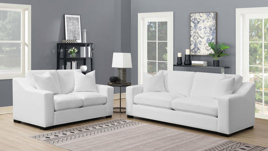 Ashlyn Stationary Sofa Set in White - Coaster Furniture