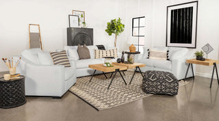 Ashlyn Stationary Sofa Set in White - Coaster Furniture