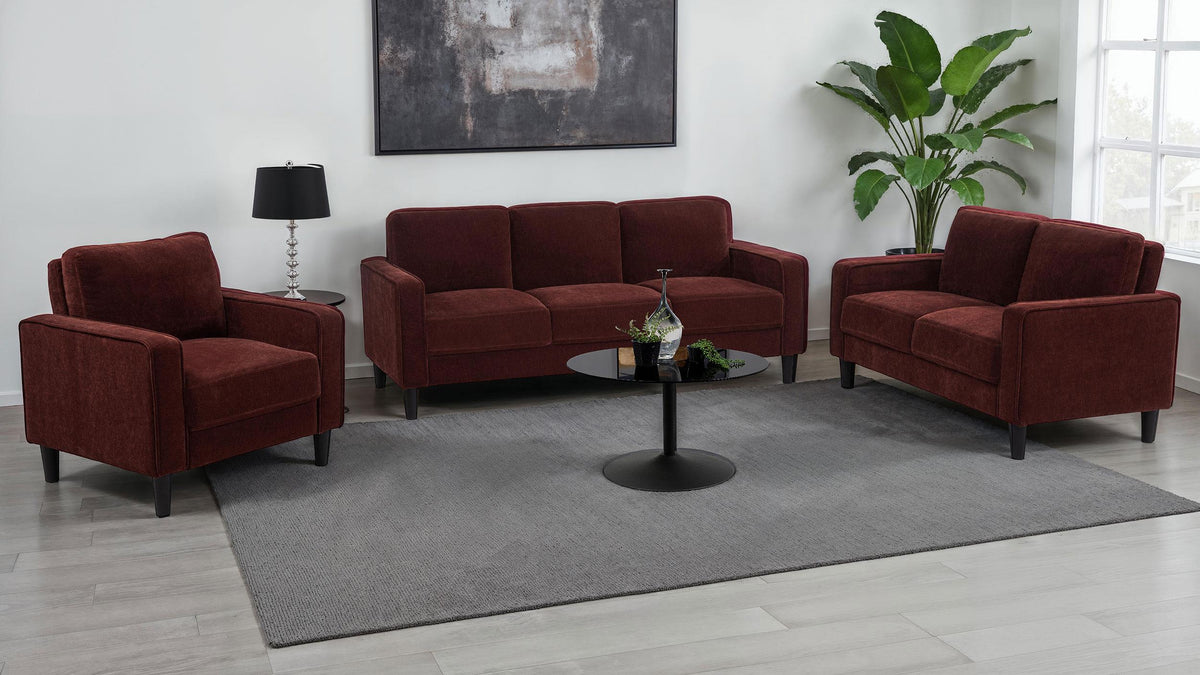 Ruth Stationary Sofa Set in Rust - Coaster Furniture