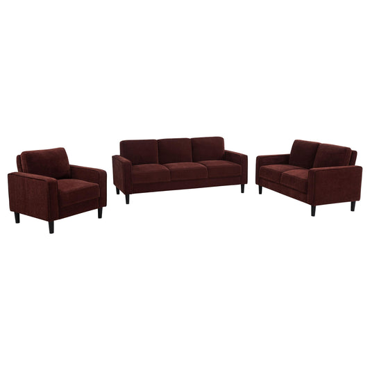 Ruth Stationary Sofa Set in Rust - Coaster Furniture